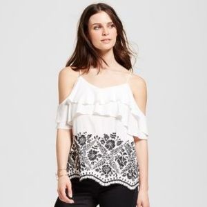 Cold shoulder ruffle top